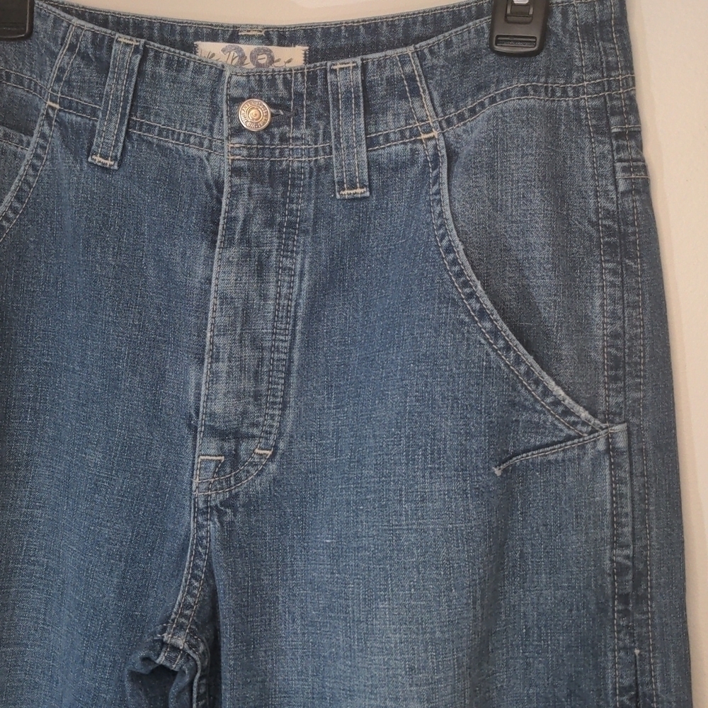 WE The Free Wide Leg High Waisted Open Side Blue Jeans 28 - Picture 3 of 10